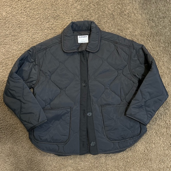 SOLD - Like New Old Navy Women's Charcoal Oversized Quilted Jacket Size S - Picture 2 of 5